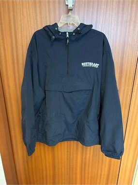 Navy Half-Zip Windbreaker with Southeast logo and hood